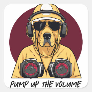 Golden Retriever verkleed als DJ Vierkante Sticker