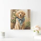 Golden Retriever Vierkante Klok (Huis)