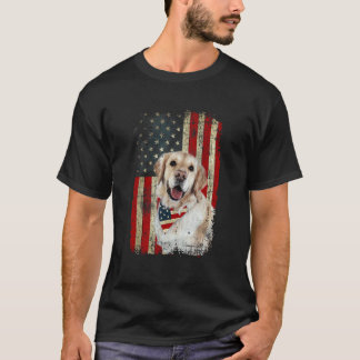 Golden Retriever  Vlag van de VS Vierde 4 juli Pat T-shirt