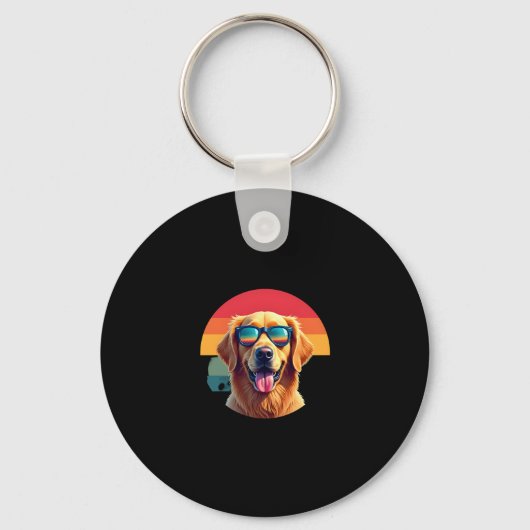 Golden Retriever voor meisjes Zonnebrillen Pe Sleutelhanger (Voorkant)