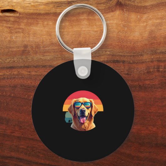 Golden Retriever voor meisjes Zonnebrillen Pe Sleutelhanger (Voorkant)