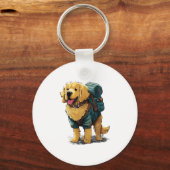 Golden Retriever Wandelen en kamperen Sleutelhanger (Voorkant)