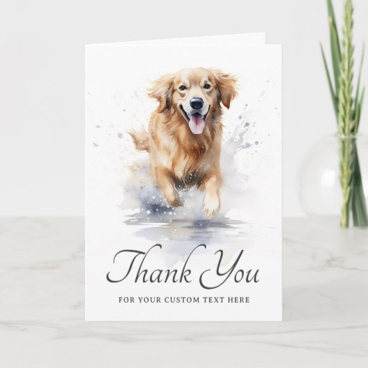 Golden retriever waterverf aangepaste tekst dank u kaart (Voorkant)