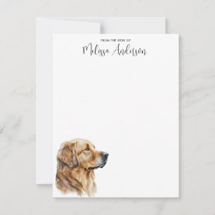 Golden Retriever Waterverf Gepersonaliseerd Honden Notitiekaartje