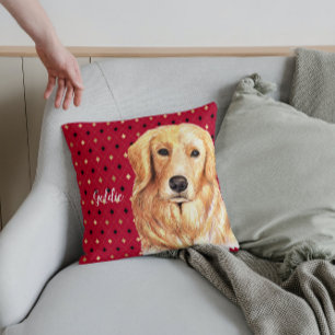 Golden Retriever Waterverf gepersonaliseerd Kussen