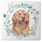 Golden Retriever Waterverf krans Tegeltje (Voorkant)
