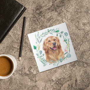 Golden Retriever Waterverf krans Tegeltje