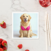 Golden Retriever Wearing a Pink Bra Servet (Insitu)
