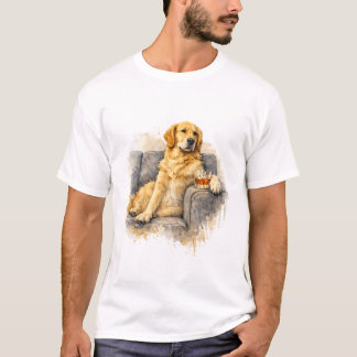 Golden Retriever & Whiskey Watercolor T-shirt