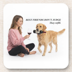 Golden Retriever Wijn Beste Vriend Bier Onderzetter