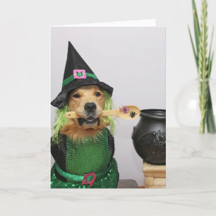 Golden Retriever Witchin' Halloween Feestdagen Kaart