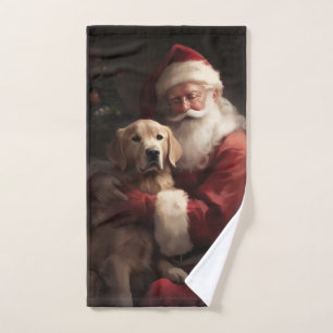 Golden Retriever with Santa Clause Christmas