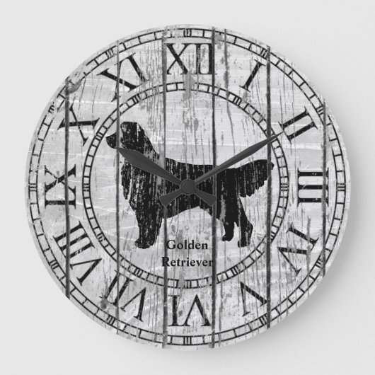 Golden Retriever Wood Pattern Grote Klok (Voorkant)