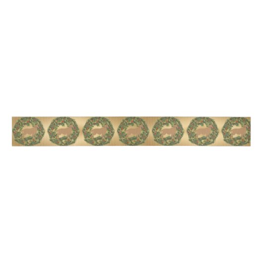 Golden Retriever Wreath Grosgrain Lint (Voorkant)