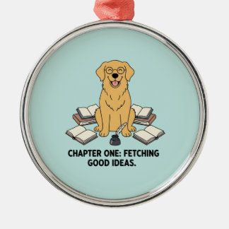Golden Retriever Writer Scholar Academic Christmas Metalen Ornament
