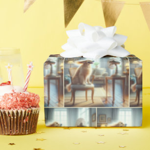 Golden Retriever Zittend voor de Fan Cadeaupapier