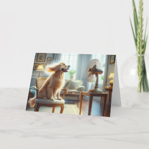 Golden Retriever Zittend voor de Fan Kaart
