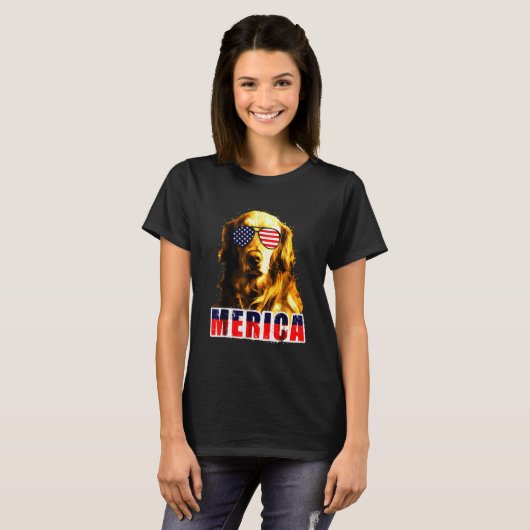 Golden Retriever zonnebril T-shirt (Voorkant volledig)