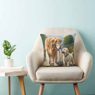 Golden Retrievers aan de lijn Kussen