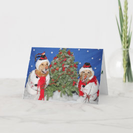 Golden Retrievers als Sneeuwmannen Kerstmis Feestdagen Kaart