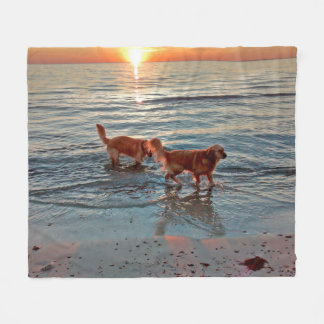 Golden Retrievers bij Sunset fleece gooien Deken