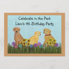 Golden Retrievers Birthday Party Kaart