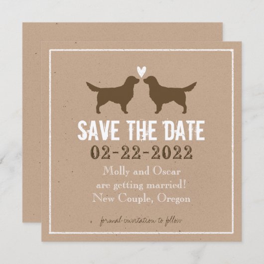 Golden Retrievers Bruiloft Bewaar de datum Kaart (Voorkant / Achterkant)