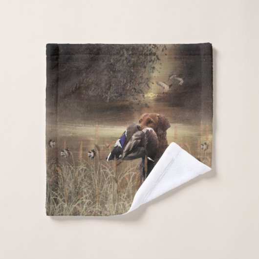 Golden Retrievers, chasse canard Tapestry Poster C (Gant de toilette)
