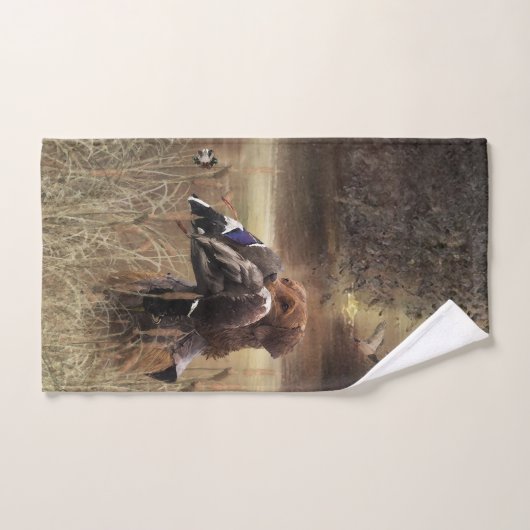 Golden Retrievers, chasse canard Tapestry Poster C (Serviette à main)