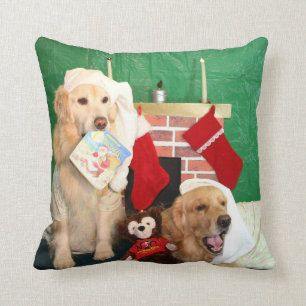 Golden Retrievers De nacht voor Kerstmis Kussen