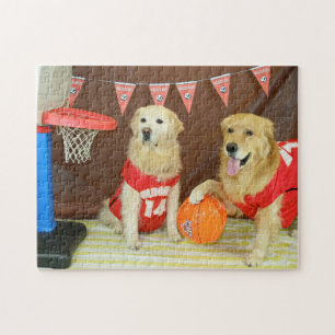 Golden Retrievers die Basketball spelen Legpuzzel