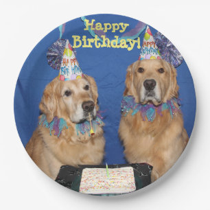 Golden Retrievers Happy Birthday Cake Papieren Bordje