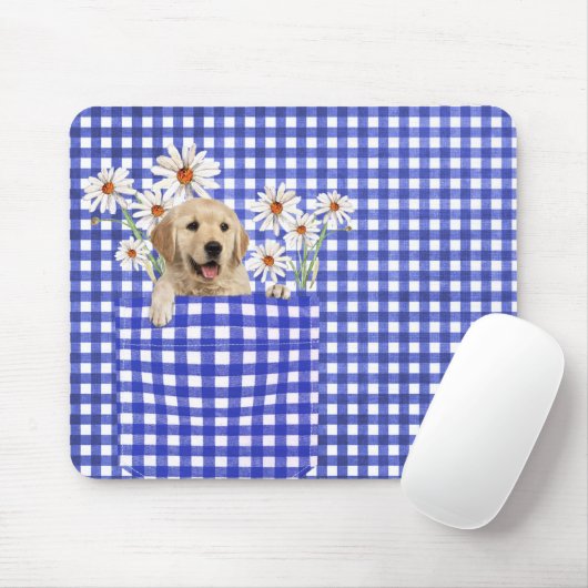 Golden Retrievers in de Muismat van Gingham Pocket (Met muis)