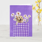 Golden Retrievers in Gingham Pocket Card Kaart (Gele Bloem)