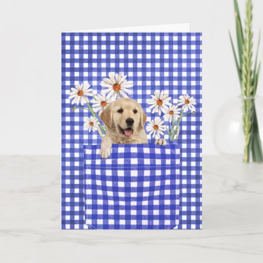 Golden Retrievers in Gingham Pocket Kaart (Voorkant)