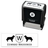 Golden Retrievers Initiaal Monogram Crest Naam #1 Zelfinktende Stempel (In situ)