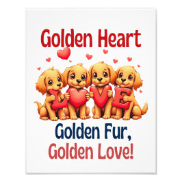 Golden Retrievers Schattige Dog LOVE Foto Afdruk