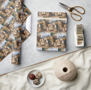 Golden Retrievers Wandelend op een Landelijke Weg Cadeaupapier