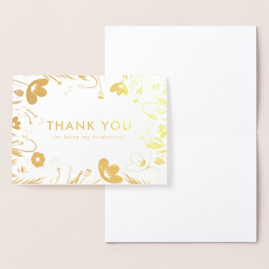 Golden Retro Poppies Bruidsmeisje Dank u Folie Kaarten (Display)