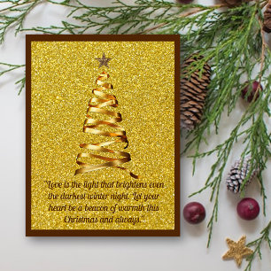Golden Ribbon Christmas Tree Briefkaart
