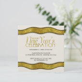 Golden Ribbon New Years Party Invitation (Debout devant)