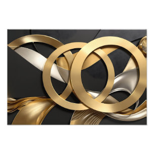 Golden Rings Abstracte Kunst – Modern Luxe Ontwerp Foto Afdruk
