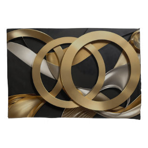 Golden Rings Abstracte Kunst – Modern Luxe Ontwerp Kussensloop