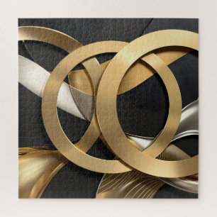 Golden Rings Abstracte Kunst – Modern Luxe Ontwerp Legpuzzel