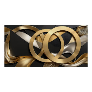 Golden Rings Abstracte Kunst – Modern Luxe Ontwerp Perfect Poster