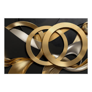 Golden Rings Abstracte Kunst – Modern Luxe Ontwerp Perfect Poster