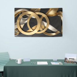 Golden Rings Abstracte Kunst – Modern Luxe Ontwerp Spandoek