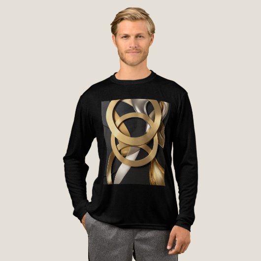 Golden Rings Abstracte Kunst – Modern Luxe Ontwerp Tri-Blend Shirt (Voorkant)