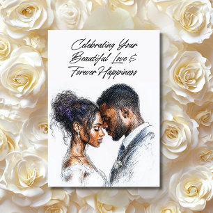 "Golden Rings & Blooms" Gepersonaliseerde bruiloft Kaart