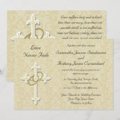 Golden Rings Christian Wedding Invitations (Devant / Derrière)